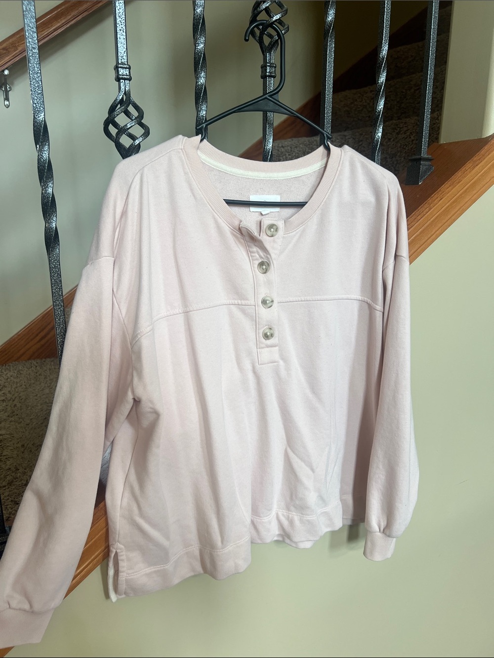 Lou & Grey Light Pink Henley Sweatshirt